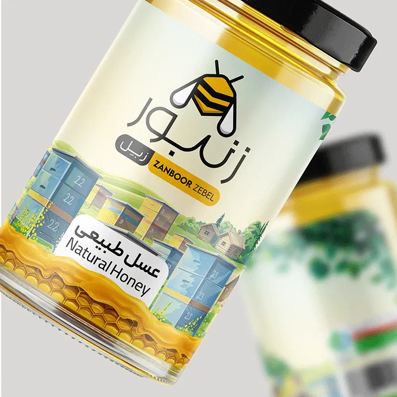 طراحی لیبل عسل زنبور زبل